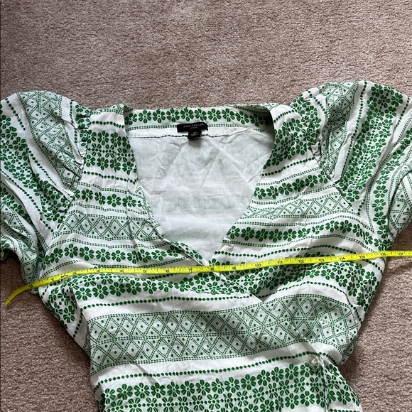 Ann Taylor Retro 50’s look Button Wrap Green Floral Stripe  Dress 00 - Picture 12 of 16
